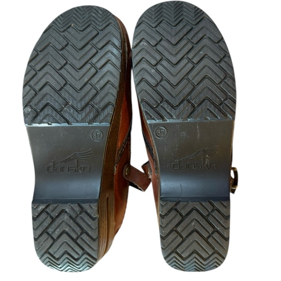 Women’s Dansko Mary Jane Shoes Platform Heel Brown Tan Dark Trim SIZE 37 7 7.5 - Picture 7 of 10